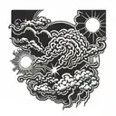 lightning cloud sun tattoo design idea