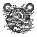 lightning cloud sun tattoo design idea