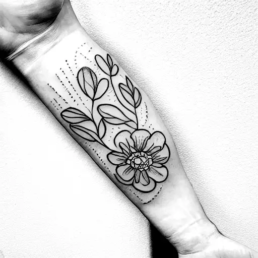incorporate delicate flowers and foliage, utilizing minimal ink while still allowing for subtle pops of color for sleeve tattoo design idea