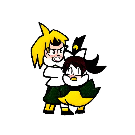 duck couple love and fury tattoo design idea