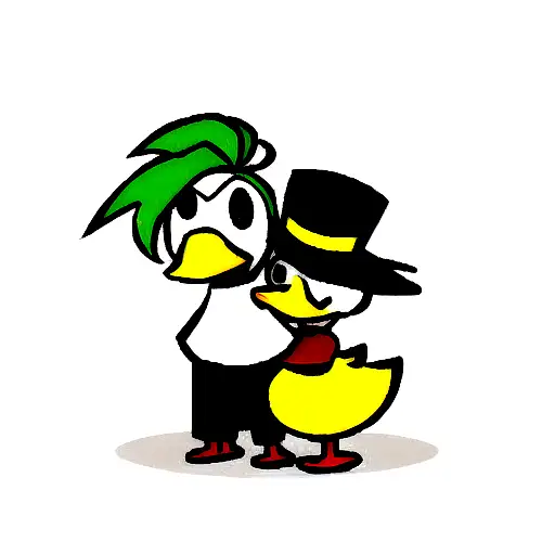 duck couple love and fury tattoo design idea