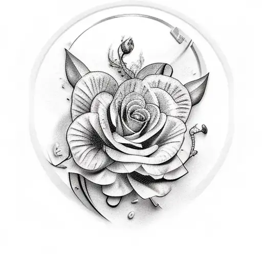 flores y gorrion tattoo design idea