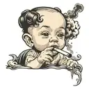 Baby smoking a cigarette smoke rising from the tip tattoo design idea