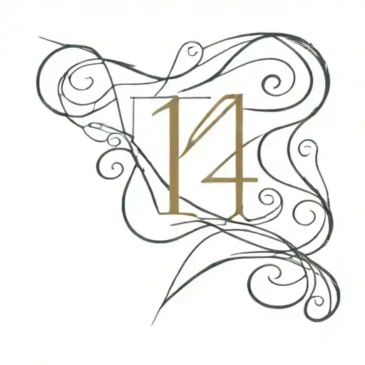 number 14 tattoo design idea