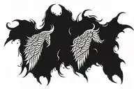 wings with fire and rain around them  tattoo design idea