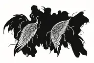 wings with fire and rain around them  tattoo design idea