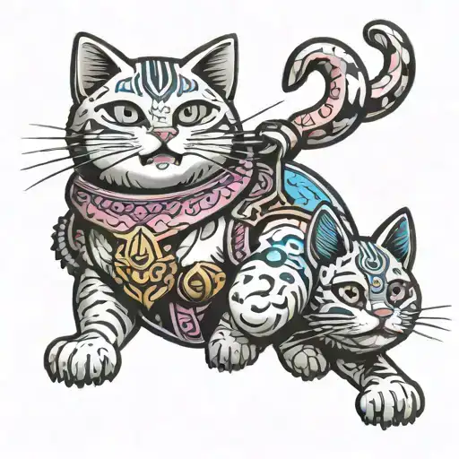 kirby riding a cat tattoo design idea