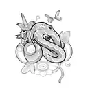 snake with butterflies  tattoo design idea