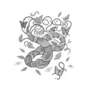 snake with butterflies  tattoo design idea