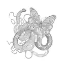 snake with butterflies  tattoo design idea