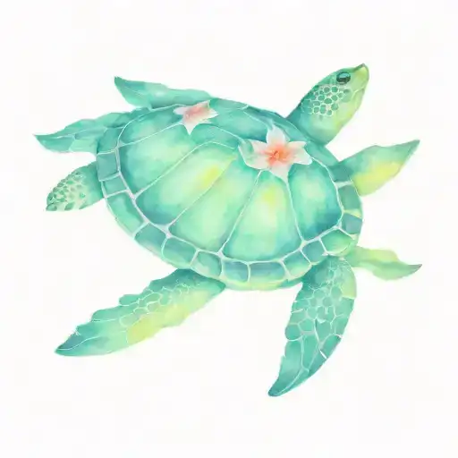 Sea turtle with stargazer Lily as the shell tattoo design idea