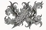 arm band flames with nordic runes tattoo design idea