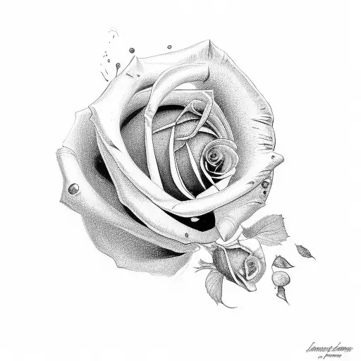 aria with a small rose and date of birth 24/12/2022 tattoo design idea