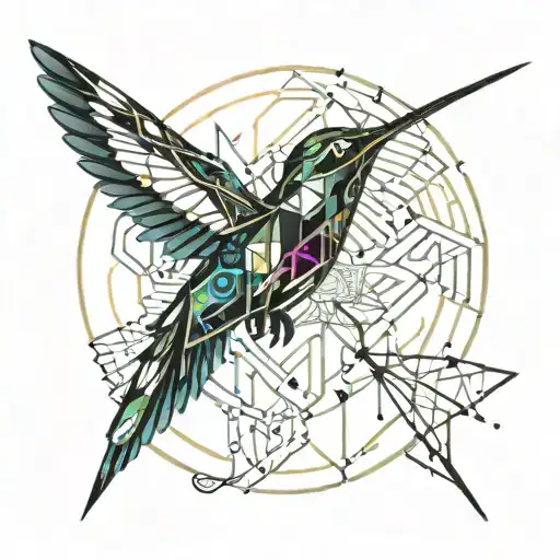 humming bird flying tattoo design idea