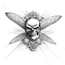 skull dark devil bee tattoo design idea