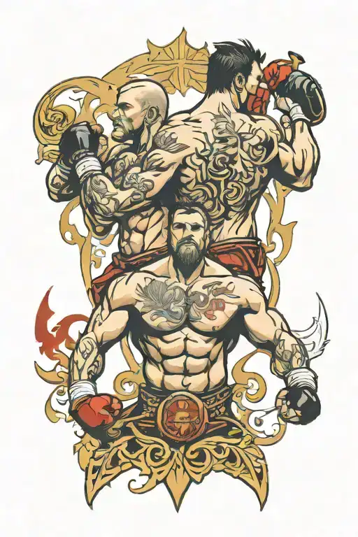 mma fighters back tattoo tattoo design idea