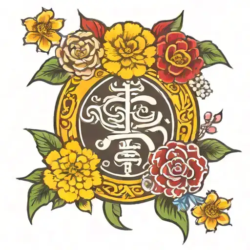 family, peace love and prosperity tattoo design idea