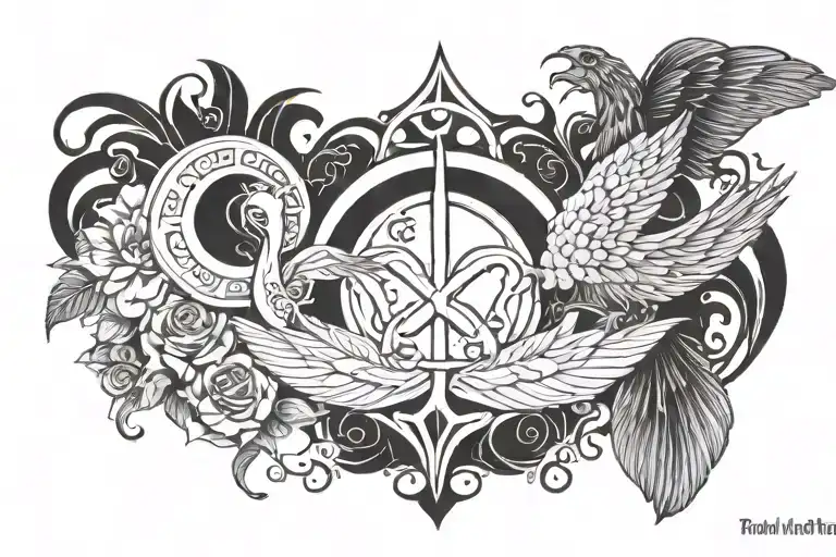 cancer and virgo synbol with Arianna tattoo design idea