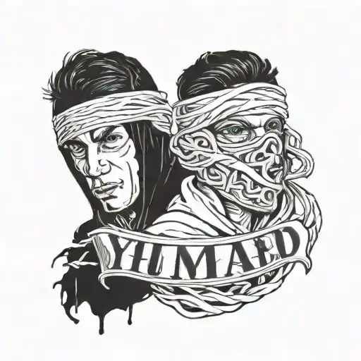 Blackwork "A Tape Labelled Уннв Held By Three Men..." Tattoo Idea