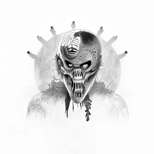 crow zombie tattoo design idea