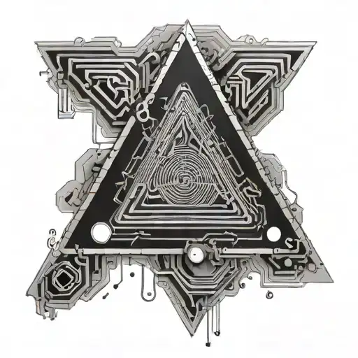 An IT circuit board in the shape of an impossible triangle tattoo design idea
