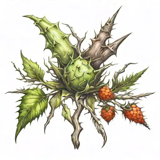 poisonous branches with spikes  tattoo design idea