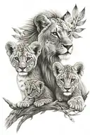 2 doves,  lion cub tattoo design idea