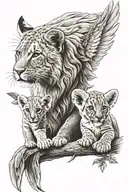 2 doves,  lion cub tattoo design idea
