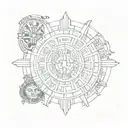 Ancient Mayan calendar with modern twist tattoo design idea