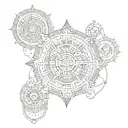 Ancient Mayan calendar with modern twist tattoo design idea