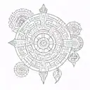 Ancient Mayan calendar with modern twist tattoo design idea