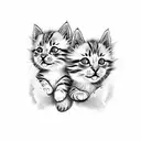 2 kittens with pink uzi  tattoo design idea