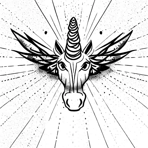 Rainbow zebra unicorn with wings tattoo design idea