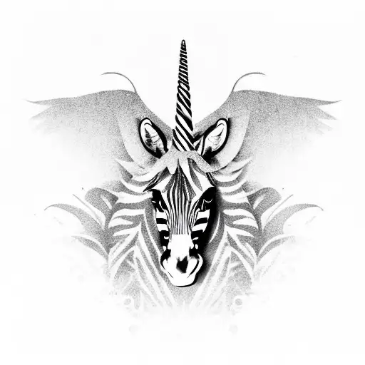 zebra-unicorn with wings tattoo design idea