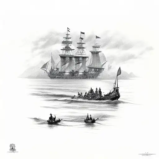 slave traid ships east india trading company pirates  tattoo design idea