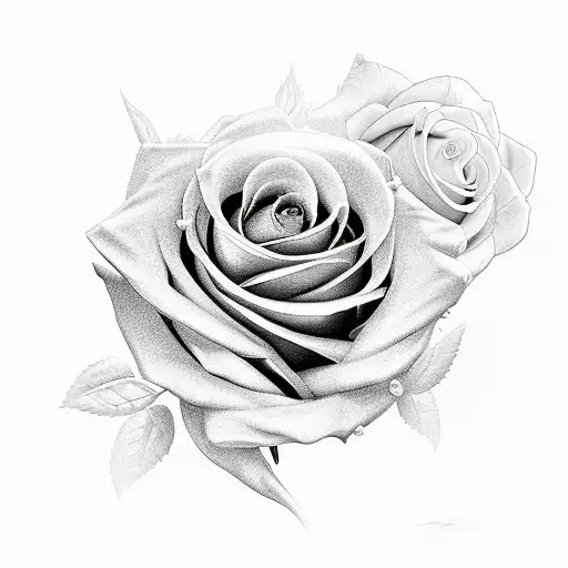 a knight's sword on which she grows a white rose and a black rose with a bud in the center  tattoo design idea