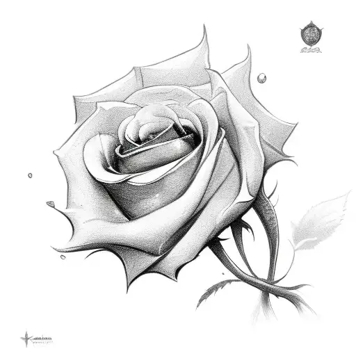 a knight's sword on which she grows a white rose and a black rose with a bud in the center  tattoo design idea
