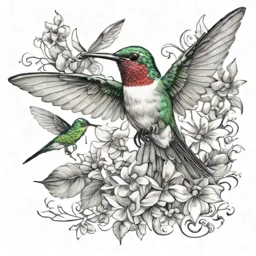 Hummingbird and Dragonfly togather tattoo design idea