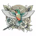 Hummingbird and Dragonfly tattoo design idea