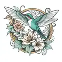 Hummingbird and Dragonfly tattoo design idea