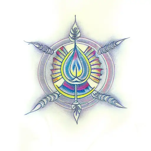 trishul with peacock feather  tattoo design idea