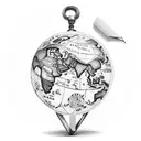 Create a tattoo design that showcases a world map with anime characters engaging in various sports activities in different countries, representing your passion for travel, sports, and anime. tattoo design idea