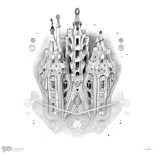 Barcelona gaudi tattoo design idea