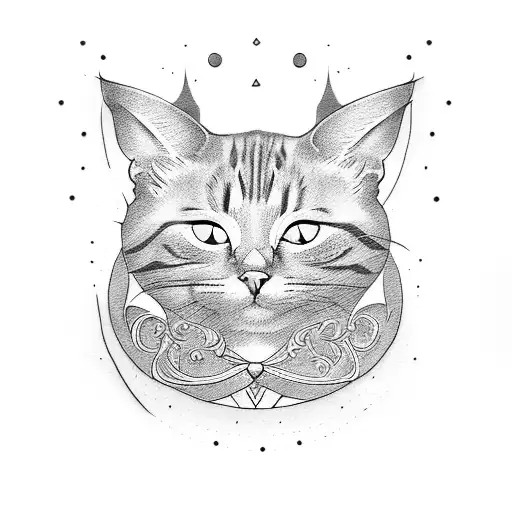 cat coffin tattoo design idea