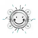 Smiley face surrounded by barbed wire and the text "Cautiously optimistic" tattoo design idea