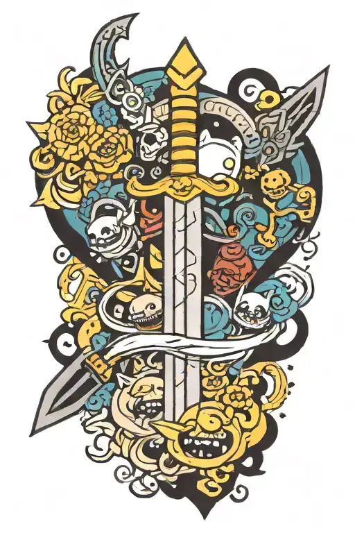 Adventure time family sword wrapped with Jake tattoo design idea