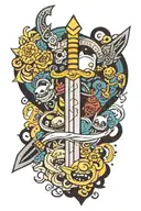 Adventure time family sword wrapped with Jake tattoo design idea