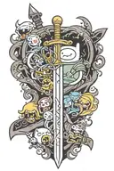 Adventure time family sword wrapped with Jake tattoo design idea