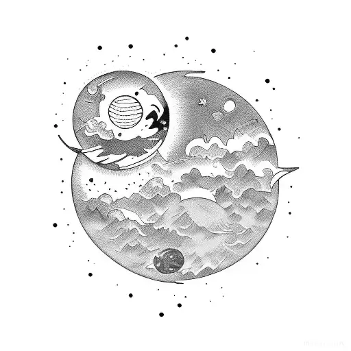 sol y luna tattoo design idea