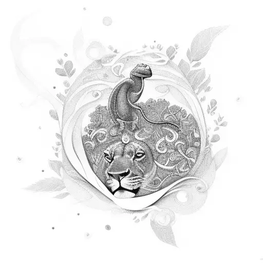 Flower, long neck turtle, the lion king tattoo design idea